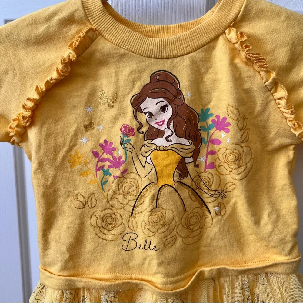 Disney Princess Belle Yellow Long-Sleeve Dress w/ tutu 2T